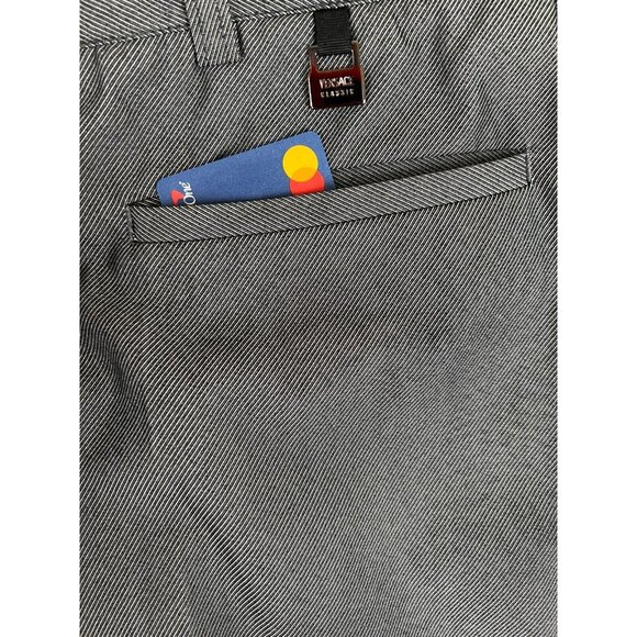 Versace Pants Women 29x32 Gray Black Flat Front Dress Slacks Work Casual - Picture 5 of 16